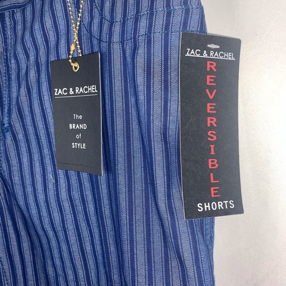 Zac & Rachel Denim Shorts reversible dark/stripes NWT Size 6 - Picture 2 of 7